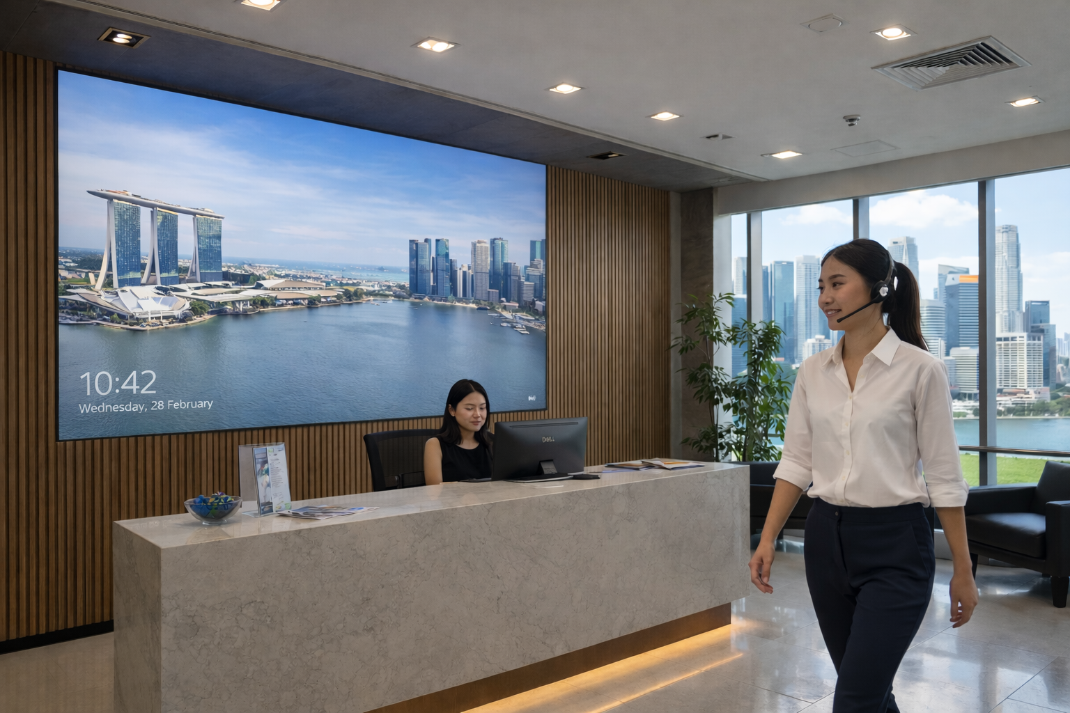 Reception LED display solution for corporate welcome area
